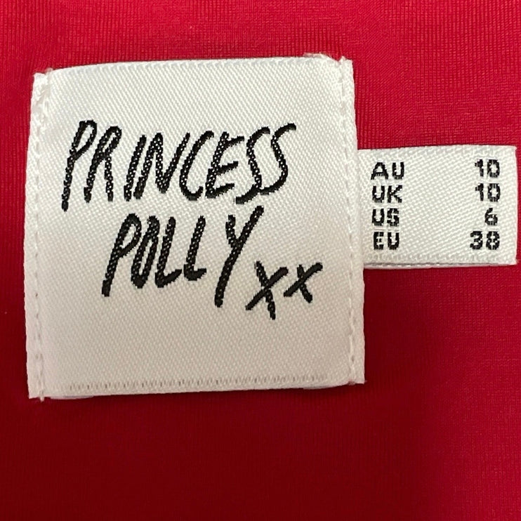 Princess Polly Womens Red Sleeveless Square Neck Stretch Crop Tank Top Size 6