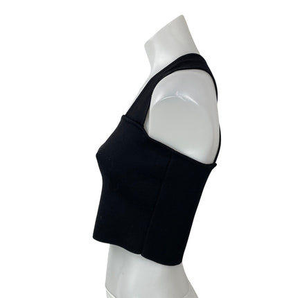 Aritzia Babaton Black Sleeveless Knit Cross Back Square Neck Crop Tank Top Sz M