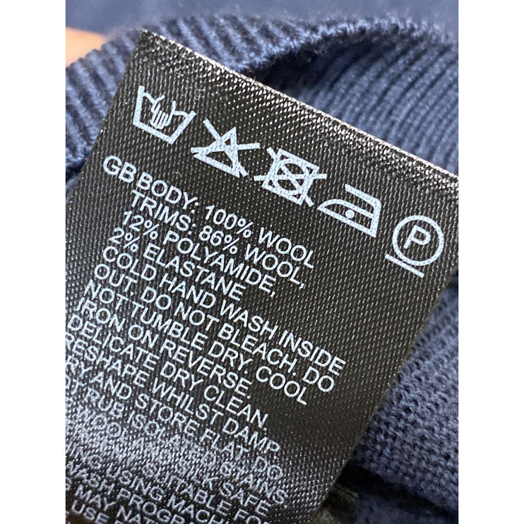 Reiss Men's Blue Wool Turtleneck Long Sleeve 1/4 Zip Sweatshirt Sweater Top S