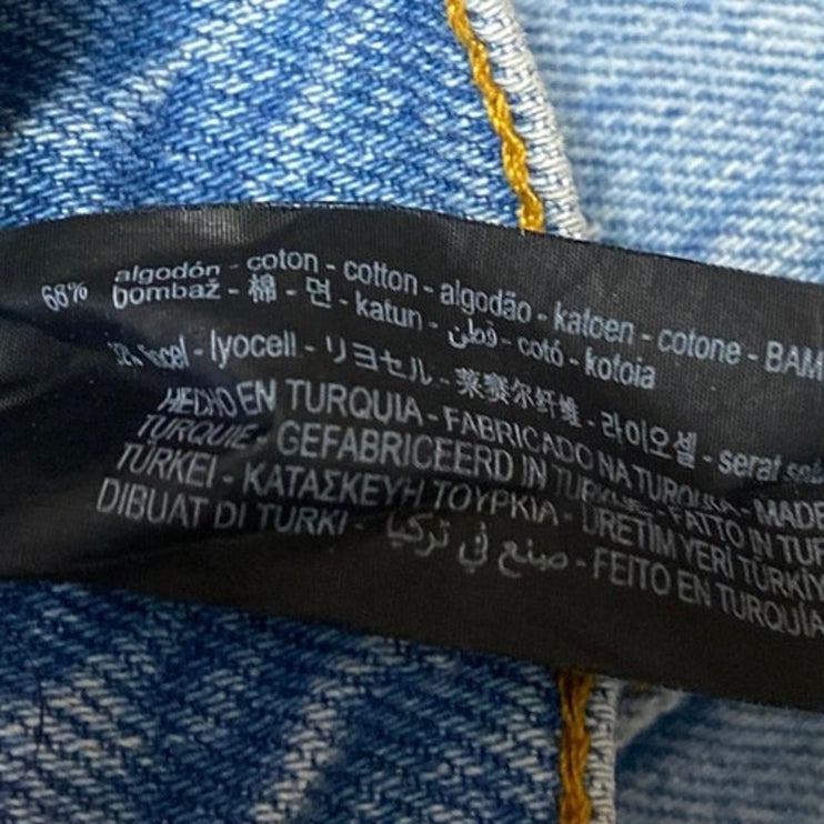 Zara Women's Blue High Waisted Raw Hem Boyfriend Bermuda Denim Jean Shorts 4