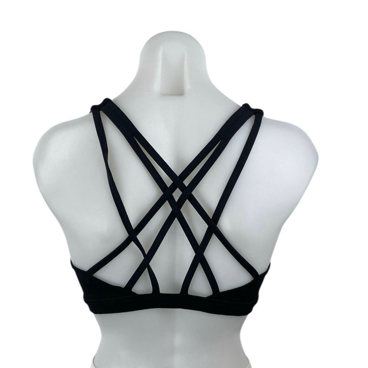 Lululemon Free To Be Serene Black Strappy Yoga Athletic Crop Top Sports Bra Sz 8