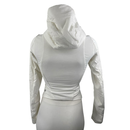 Lululemon Push Your Pace Women's White Hoodie Full Zip Athletic Jacket Size 2