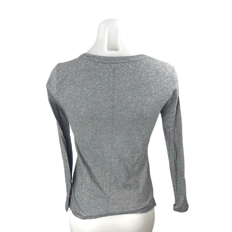 Madewell Womens Gray Heather Knit Long Sleeve Round Neck T Shirt Tee Top Size XS