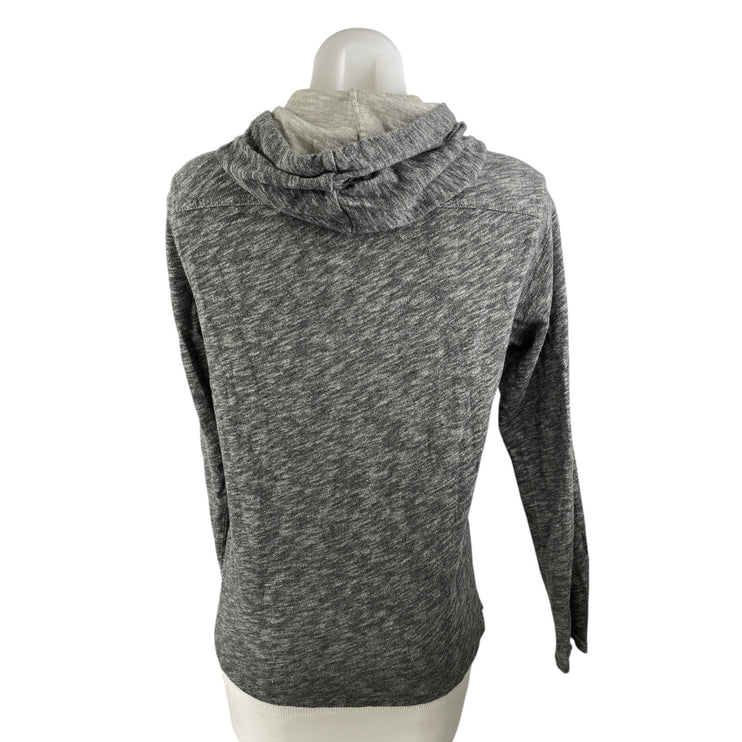 Vince Women's Heather Gray Long Sleeve Hoodie Hooded Henley Sweatshirt Size S