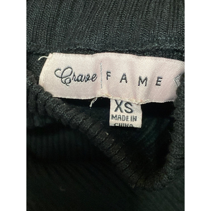 Crave Fame Women's Black Swiss Dot Long Sleeve Mesh Mock Neck Blouse Top Size XS