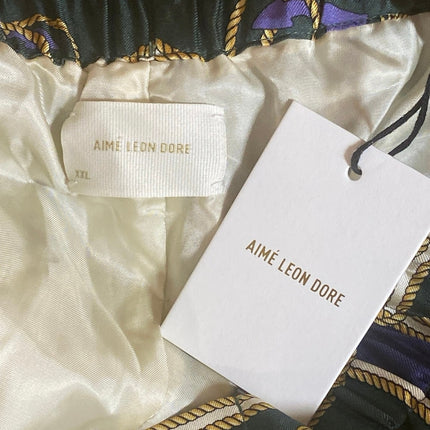 NEW Aime Leon Dore Multicolor 100% Silk Satin Printed Shirt Pants 2-PC Set XXL