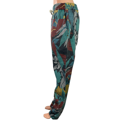 Imperial Motion Green Tropical Elastic Waist Tapered Trouser Jogger Pants Sz 34