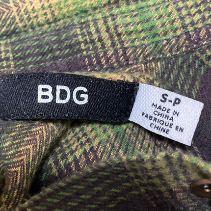 Urban Outfitters BDG Green Plaid Check Flannel Long Sleeve Button Down Shirt S