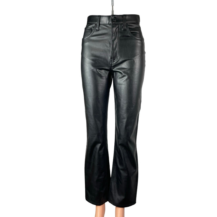 Abercrombie & Fitch 90s Straight Ultra High Rise Black Faux Leather Trousers 2