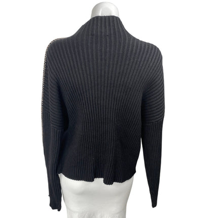 Vici Women's Black Ribbed Knit Long Sleeve Stitch Turtleneck Sweater Top Size M