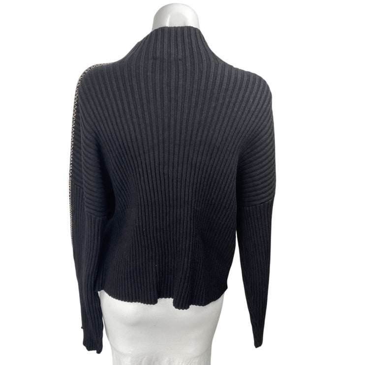 Vici Women's Black Ribbed Knit Long Sleeve Stitch Turtleneck Sweater Top Size M