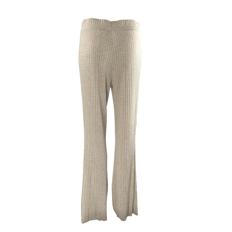 H&M Women's Beige Ribbed Knit High Rise Flare Lounge Trousers Pants Size M