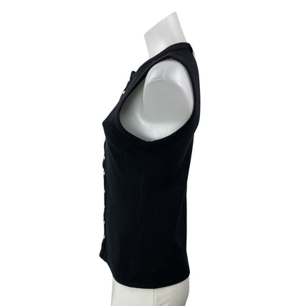 NEW Abercrombie & Fitch Women's Black Sleeveless Knit Button Down Shirt Top S