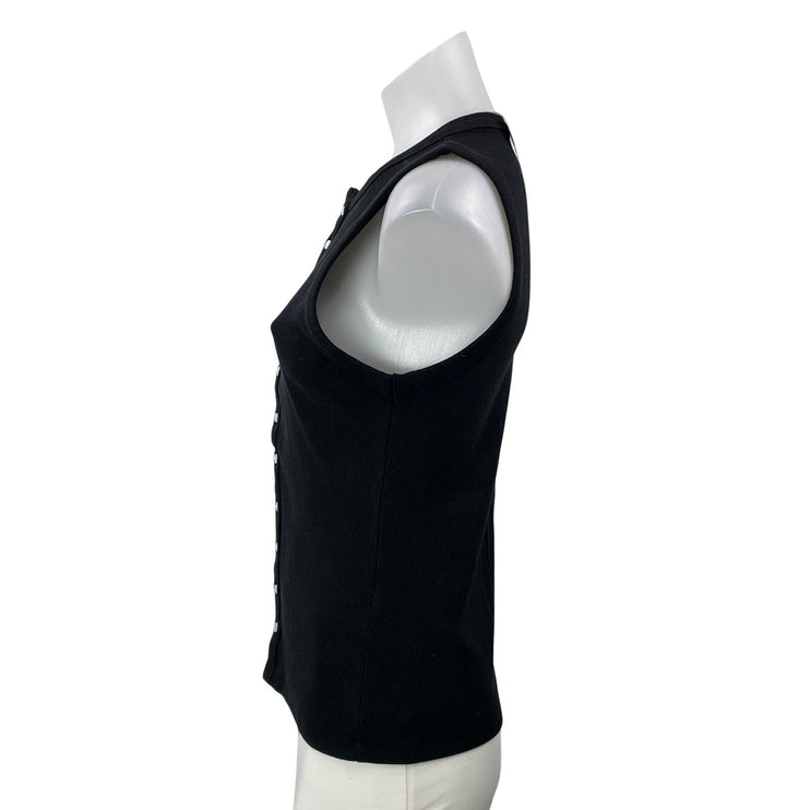 NEW Abercrombie & Fitch Women's Black Sleeveless Knit Button Down Shirt Top S