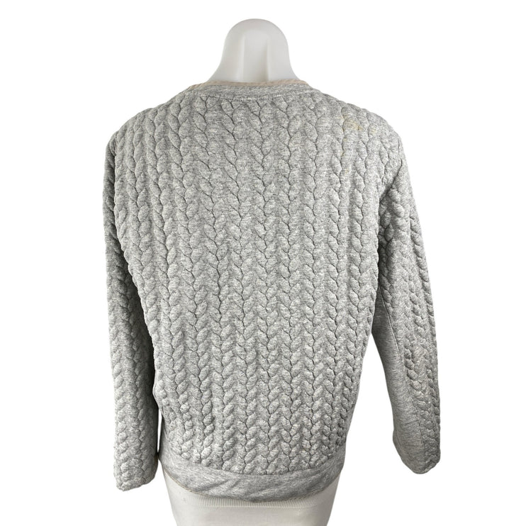 Zara Women's Gray Cable Knit Long Sleeve Crew Neck Pullover Sweater Top Size S