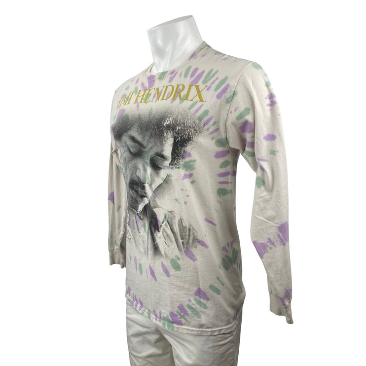 Authentic Hendrix Men's Beige Jimi Hendrix Tie Dye Long Sleeve T Shirt Tee Top M