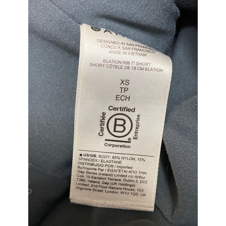 Athleta Elation Blue Gray Rib Knit High Rise  Athletic Running Biker Shorts XS