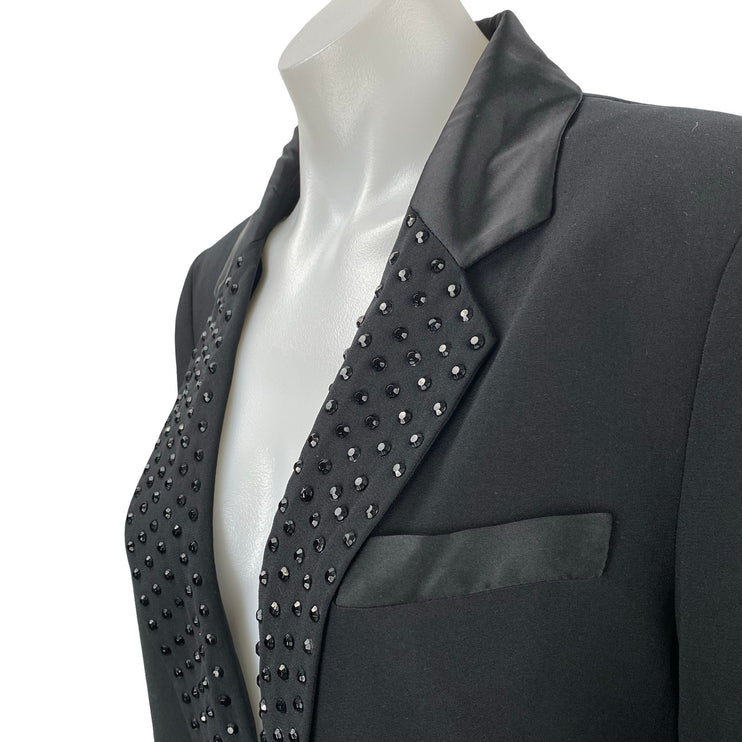 NEW Pearl GEORGINA CHAPMAN of marchesa Black Rhinestone Blazer Coat Jacket 10