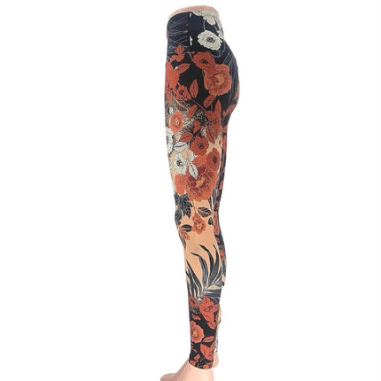 Running Bare Multicolor Floral High Waisted Pull On Yoga 7/8 Leggings Size 2/4