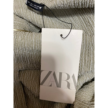 NEW Zara Women's Green Textured Sleeveless Halter Neck Slim Fit Crop Tank Top L