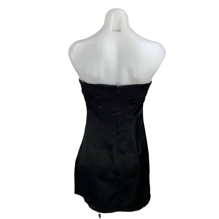 NEW Princess Polly Kesy Bow Black Strapless Bandeau Tube A Line Mini Dress Sz 4