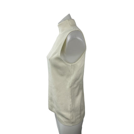 Cable & Gauge Women's White Ivory Sleeveless Knit Turtleneck Blouse Top Size L