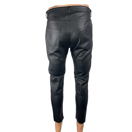 Zara Men's Black Faux Vegan Leather High Waisted Skinny Trouser Pants Size 31