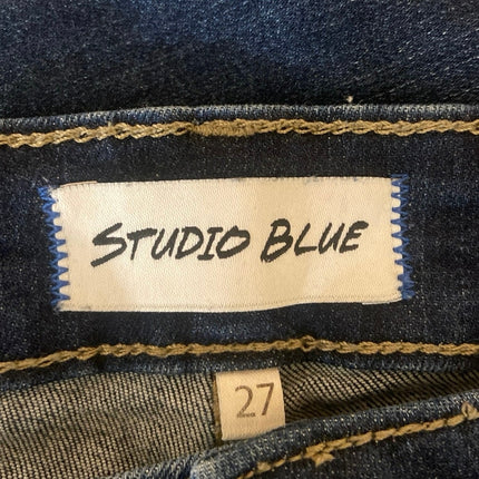 Studio Blue Cotton Medium Wash Distressed Mid Rise Stretch Skinny Jeans Size 27