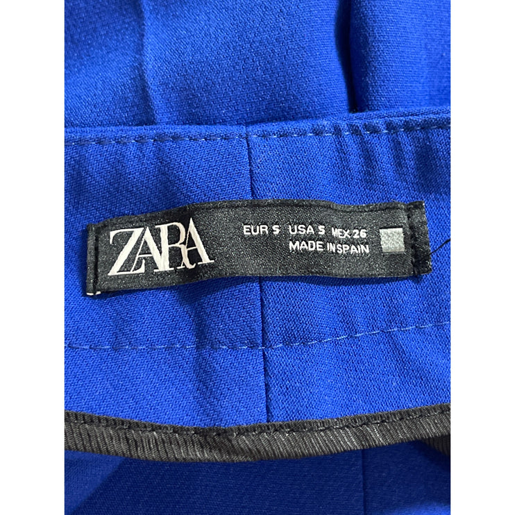 Zara Women's Blue High Waisted Straight Leg Slim Fit Trousers Dress Pants Size S