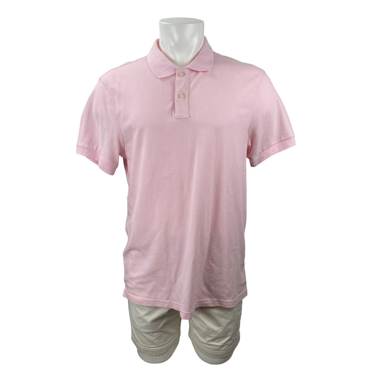 J.Crew Flex Pique Men's Pink Short Sleeve Golf Casual Polo Shirt Top Size L