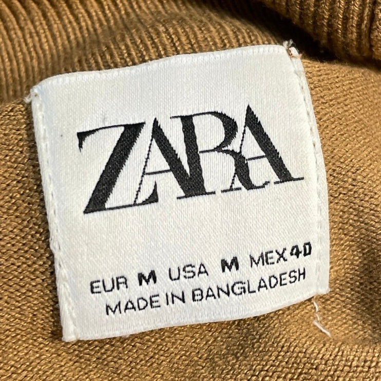 Zara Men's Tan Turtleneck Knit Long Sleeve Stretch Pullover Sweater Top Size M
