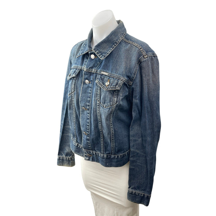 Diesel Women's Blue Long Sleeve Button Down Trucker Denim Jean Jacket Size L