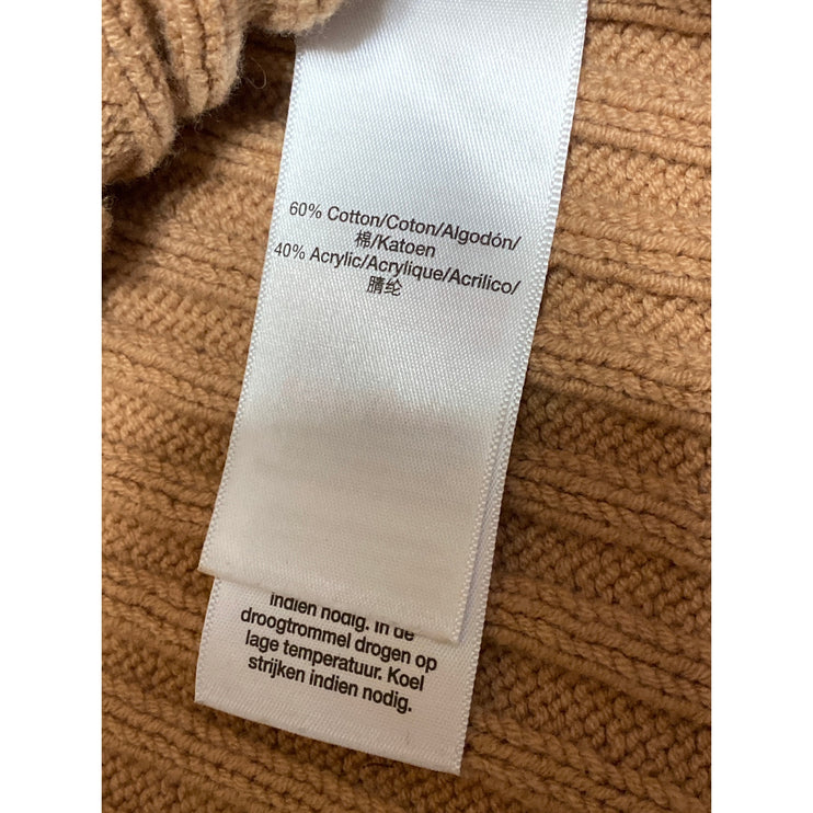 DKNY Sport Womens Brown Ribbed Knit Half Zip Mock Neck Long Sleeve Sweater Top M