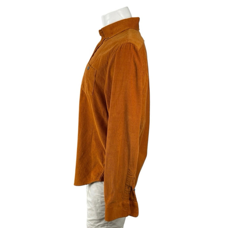 Todd Snyder Mens Tan Corduroy Pocket Long Sleeve Button Down Shirt Jacket Size L