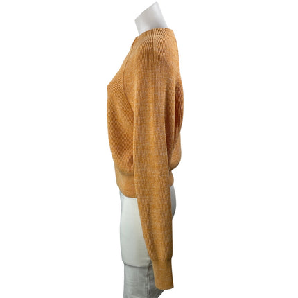 Free People Yellow Mustard Ribbed Knit Crew Neck Long Sleeve Sweater Top Size S
