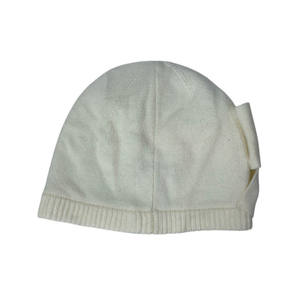 Kate Spade Dorothy White Wool Blend Ribbon Bow Winter Snow Bonnet Beanie Hat OS