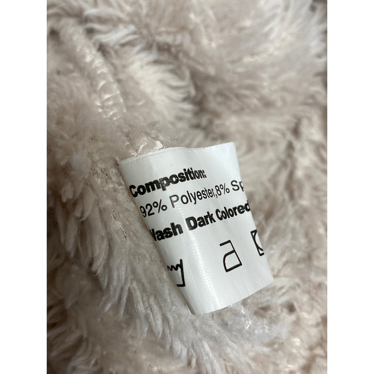 Zaful Women's Beige Faux Fur Teddy Fuzzy Hoodie Hooded Sweater Sweatshirt Top S