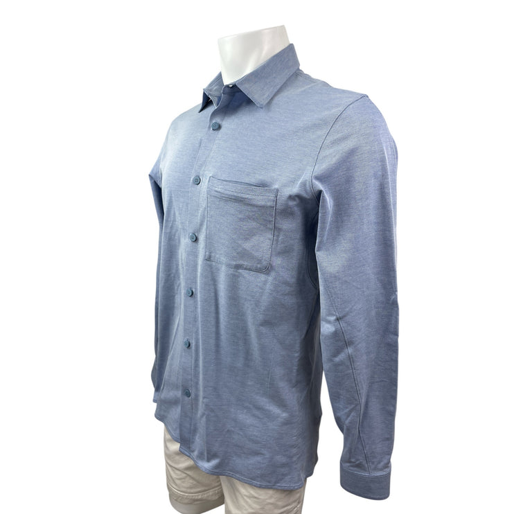 Lululemon Live In Practice Men's Blue Long Sleeve Button Down Shirt Top Size M