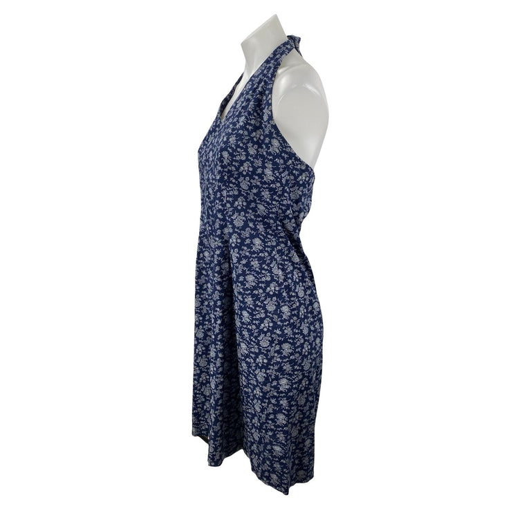 Tommy Hilfiger Blue Floral Halter V Neck Backless Sleeveless Mini Sheath Dress 8