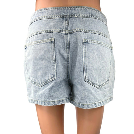 Emory Park Blue Light Wash Pockets Cargo Denim Jeans Skort Skirt Shorts Size M