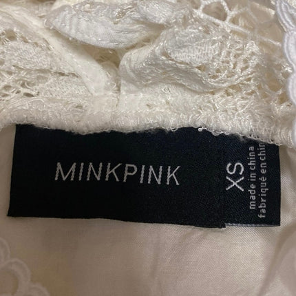 MinkPink Womens White Floral Lace Embroidered High Neck Mini Shift Dress Size XS