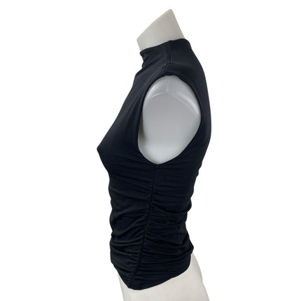 Abercrombie & Fitch Women's Black Sleeveless Mock Neck Ruched Tank Top Size S