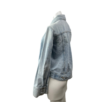 BLDWN Women's Blue Light Wash Long Sleeve Button Up Denim Jean Jacket Size S