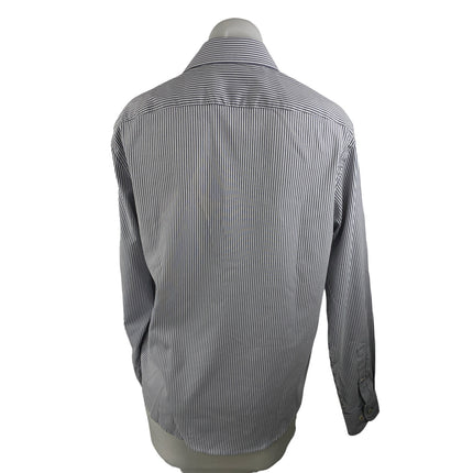 Untuckit Women's Gray Striped Slim Fit Long Sleeve Button Down Shirt Top Size S