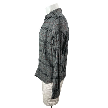 Urban Outfitters Men's Gray Plaid Knit Long Sleeve Button Down Shirt Top Size M
