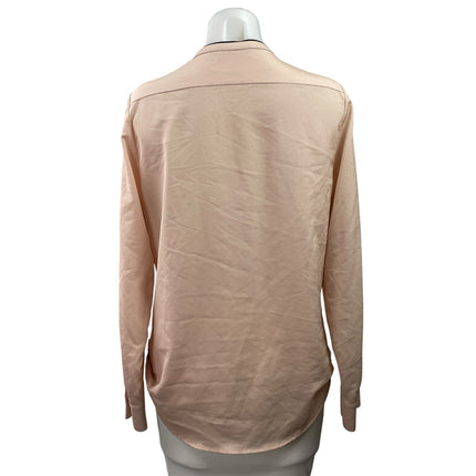 Calvin Klein Women's Pink Mandarin Collar Long Sleeve Button Down Blouse Top M