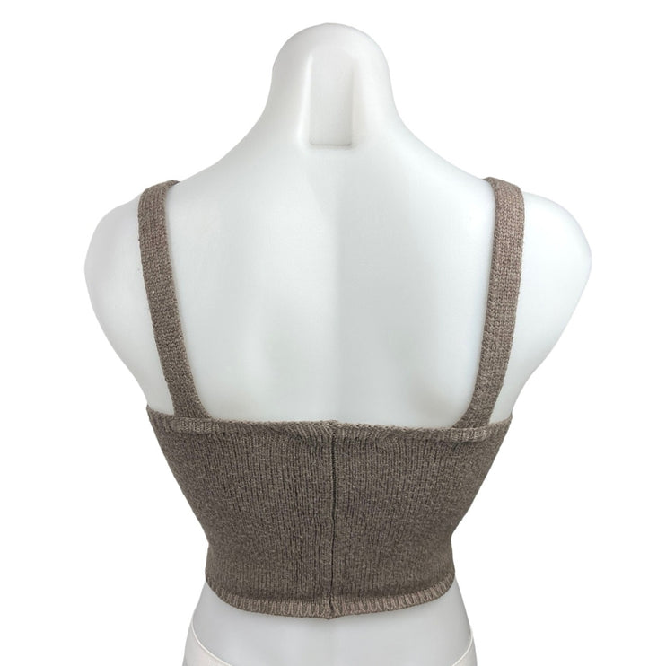 Zara Brown Knit Scoop Neck Stretch Sleeveless Pullover Crop Tank Top Size S