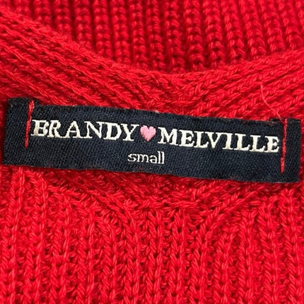 Brandy Melville Red Knitted Scoop Neck Sleeveless Pullover Sweater Tank Top Sz S