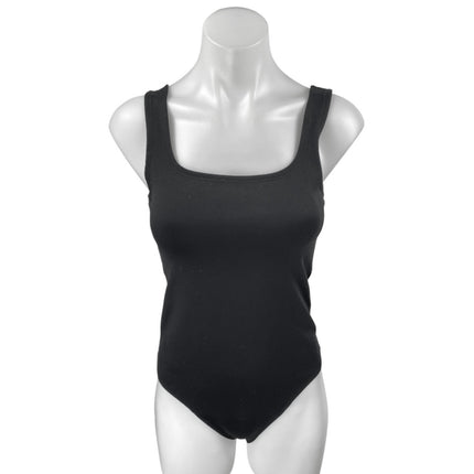 Abercrombie & Fitch Black Sleeveless Square Neck Tank Thong Bodysuit Top Size M