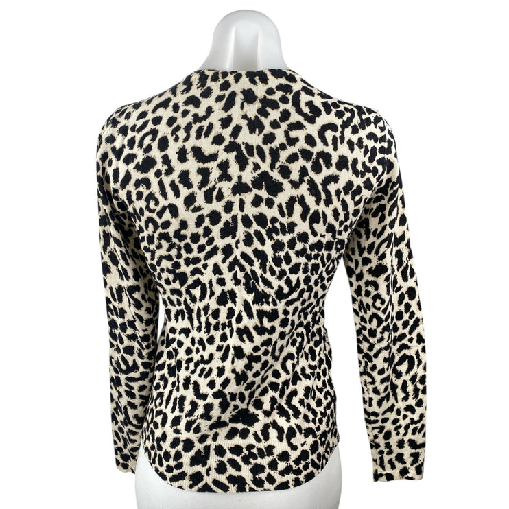 Ann Taylor Silk Cashmere Animal Leopard Print Long Sleeve Button Up Shirt Top S